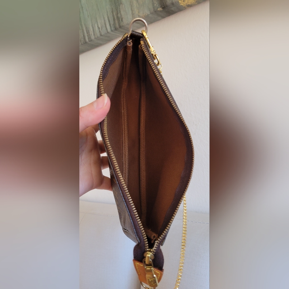 Louis Vuitton Monogram Brown Wristlet with Gold Chain - Picture 13 of 17